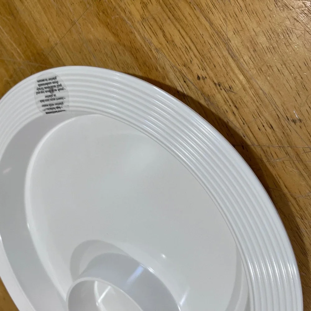 Nora Fleming Melamine Pinstripe‎ Round Platter with Dip Bowl White 13 inch